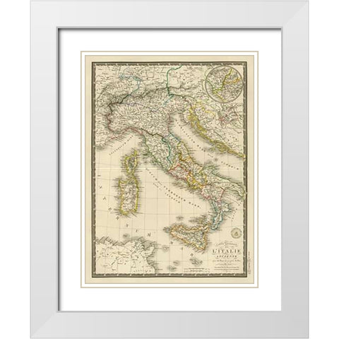 Italie ancienne, 1828 White Modern Wood Framed Art Print with Double Matting by Brue, Adrien Hubert