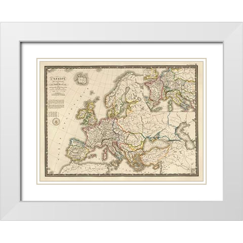 LEurope sous lEmpire de Charlemagne, 1826 White Modern Wood Framed Art Print with Double Matting by Brue, Adrien Hubert