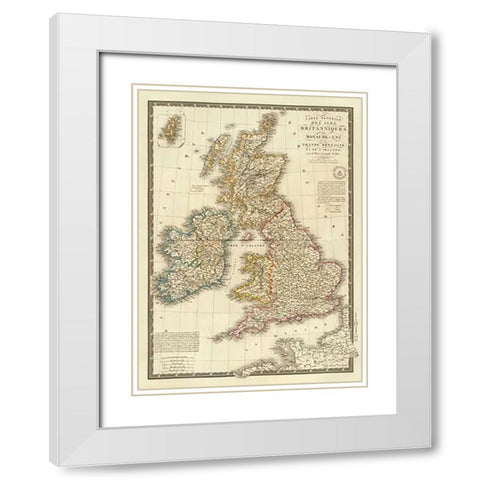 Iles Britanniques, 1828 White Modern Wood Framed Art Print with Double Matting by Brue, Adrien Hubert