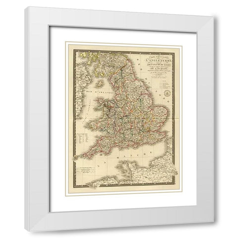 Angleterre, Galles, 1827 White Modern Wood Framed Art Print with Double Matting by Brue, Adrien Hubert