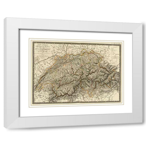 Suisse, 1822 White Modern Wood Framed Art Print with Double Matting by Brue, Adrien Hubert