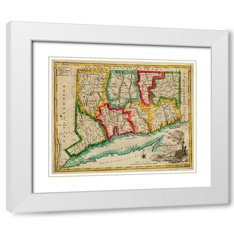State of Connecticut, 1827 White Modern Wood Framed Art Print with Double Matting by Doolittle, Amos