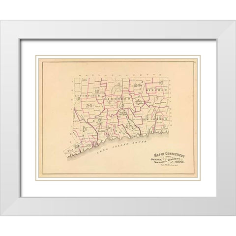 Connecticut: Senatorial districts, 1893 White Modern Wood Framed Art Print with Double Matting by Hurd and Co., D.H