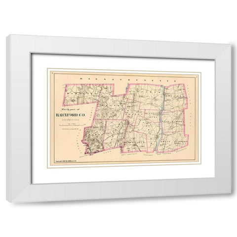 Connecticut: Hartford County North, 1893 White Modern Wood Framed Art Print with Double Matting by Hurd and Co., D.H