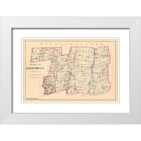 Connecticut: Hartford County North, 1893 White Modern Wood Framed Art Print with Double Matting by Hurd and Co., D.H