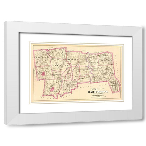 Connecticut: Hartford County South, 1893 White Modern Wood Framed Art Print with Double Matting by Hurd and Co., D.H