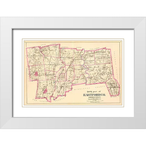Connecticut: Hartford County South, 1893 White Modern Wood Framed Art Print with Double Matting by Hurd and Co., D.H
