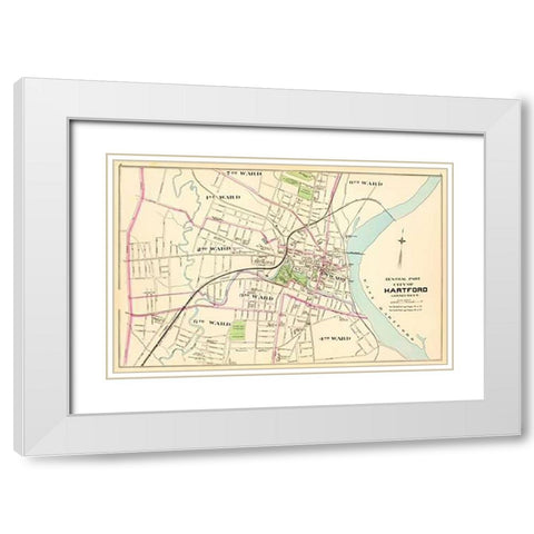 Connecticut: Hartford, Central, 1893 White Modern Wood Framed Art Print with Double Matting by Hurd and Co., D.H