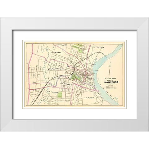 Connecticut: Hartford, Central, 1893 White Modern Wood Framed Art Print with Double Matting by Hurd and Co., D.H
