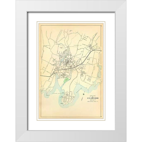 Stamford, Connecticut, 1893 White Modern Wood Framed Art Print with Double Matting by Hurd and Co., D.H