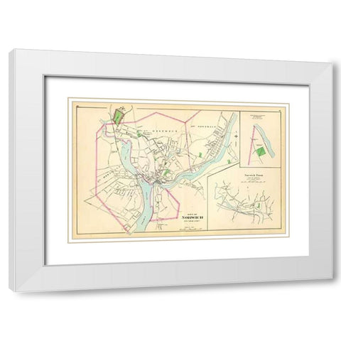 Norwich, Connecticut, 1893 White Modern Wood Framed Art Print with Double Matting by Hurd and Co., D.H