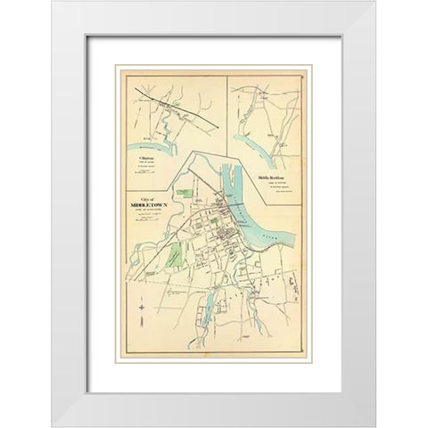 Middletown, Connecticut, 1893 White Modern Wood Framed Art Print with Double Matting by Hurd and Co., D.H