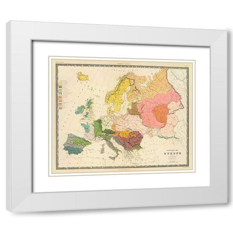 Ethnographic, Europe, 1856 White Modern Wood Framed Art Print with Double Matting by Kombst, Gustaf