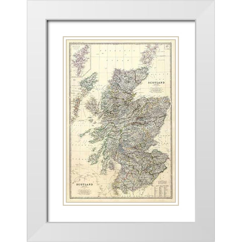 ComVintageite: Scotland, 1861 White Modern Wood Framed Art Print with Double Matting by Johnston, Alexander Keith