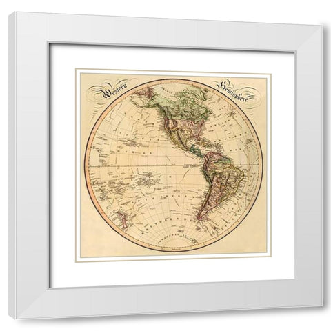 Western Hemisphere, 1831 White Modern Wood Framed Art Print with Double Matting by Lizars, Daniel