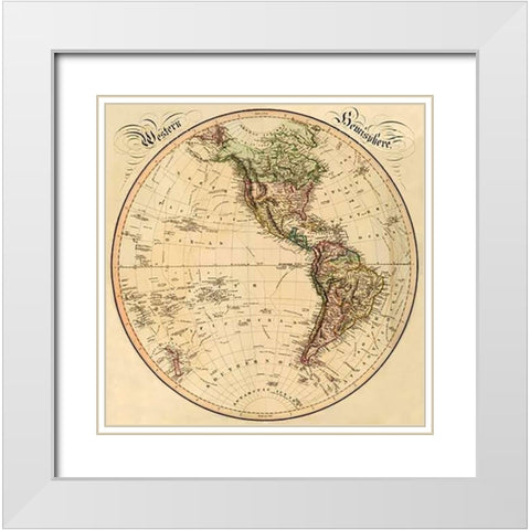 Western Hemisphere, 1831 White Modern Wood Framed Art Print with Double Matting by Lizars, Daniel