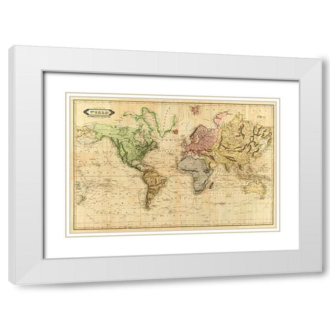World, 1831 White Modern Wood Framed Art Print with Double Matting by Lizars, Daniel