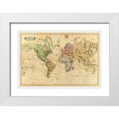World, 1831 White Modern Wood Framed Art Print with Double Matting by Lizars, Daniel