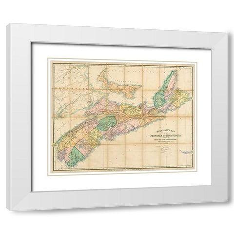Mackinlays map of the Province of Nova Scotia, including the island of Cape Breton, 1862 White Modern Wood Framed Art Print with Double Matting by Mackinlay, A. and W.