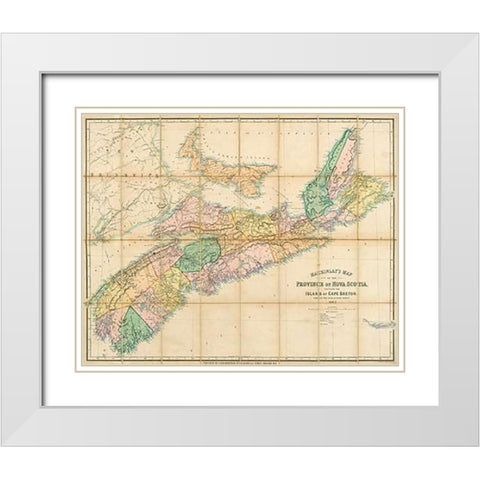Mackinlays map of the Province of Nova Scotia, including the island of Cape Breton, 1862 White Modern Wood Framed Art Print with Double Matting by Mackinlay, A. and W.