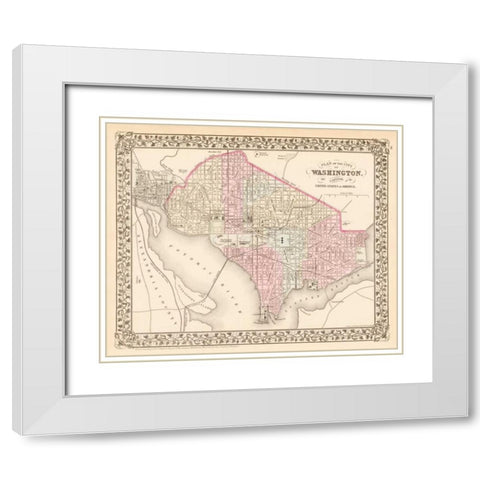 Washington, D.C., 1880 White Modern Wood Framed Art Print with Double Matting by Mitchell, Samuel Augustus