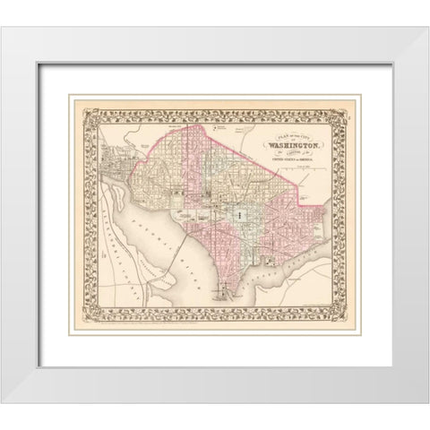 Washington, D.C., 1880 White Modern Wood Framed Art Print with Double Matting by Mitchell, Samuel Augustus