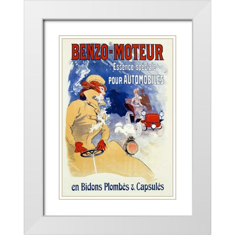Benzo-Moteur White Modern Wood Framed Art Print with Double Matting by Cheret, Jules