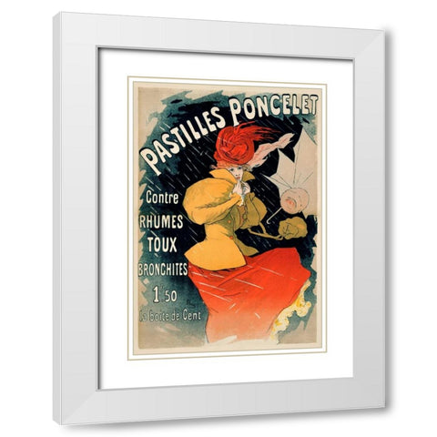Pastilles Poncelet White Modern Wood Framed Art Print with Double Matting by Cheret, Jules