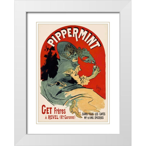 Pippermint White Modern Wood Framed Art Print with Double Matting by Cheret, Jules