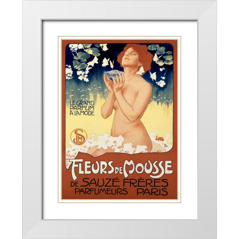 Fleurs de Mousse White Modern Wood Framed Art Print with Double Matting by Metlicovitz, Leopoldo