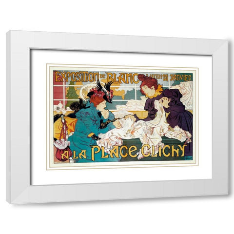 Exposition de Blanc a la Place Clichy White Modern Wood Framed Art Print with Double Matting by Thiriet, Henri