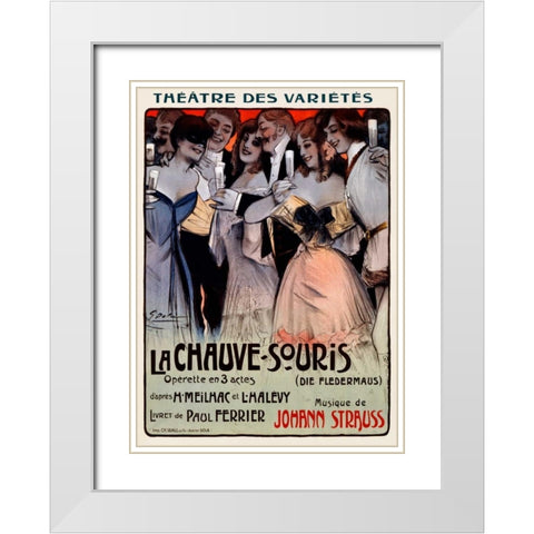 La Chauve-Souris/Der Fledermaus White Modern Wood Framed Art Print with Double Matting by Dola, Georges