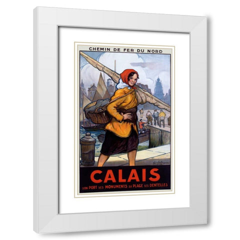 Chemin de Fer du Nord/Calais White Modern Wood Framed Art Print with Double Matting by Andrique, Georges