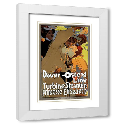 Dover-Ostend Line White Modern Wood Framed Art Print with Double Matting by Hohenstein, Adolfo