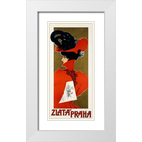 Zlata Praha White Modern Wood Framed Art Print with Double Matting by Oliva, Viktor
