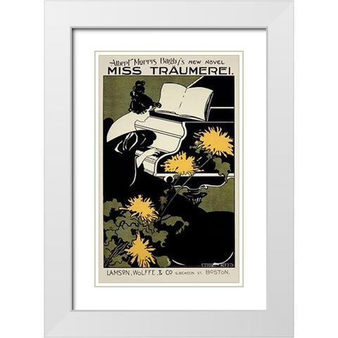 Miss Traumerei White Modern Wood Framed Art Print with Double Matting by Reed, Ethel