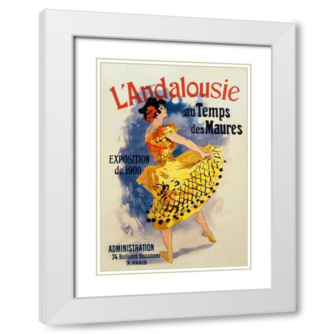 LAndalousie au Temps des Maures White Modern Wood Framed Art Print with Double Matting by Cheret, Jules