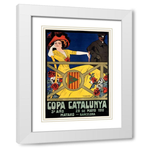Copa Catalunya White Modern Wood Framed Art Print with Double Matting by Muntanya, J.