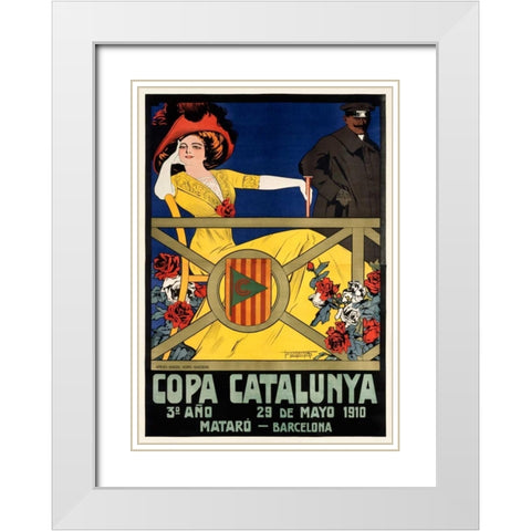 Copa Catalunya White Modern Wood Framed Art Print with Double Matting by Muntanya, J.
