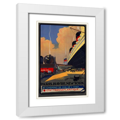 Paris, Havre, New York White Modern Wood Framed Art Print with Double Matting by Sebille, Albert