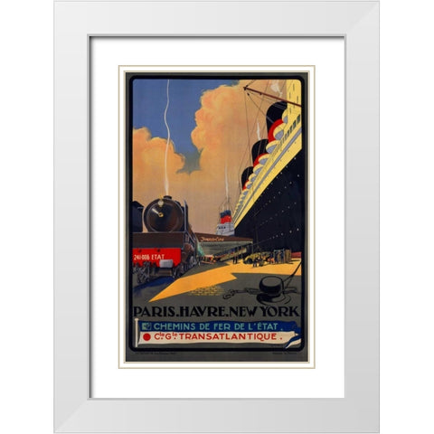 Paris, Havre, New York White Modern Wood Framed Art Print with Double Matting by Sebille, Albert