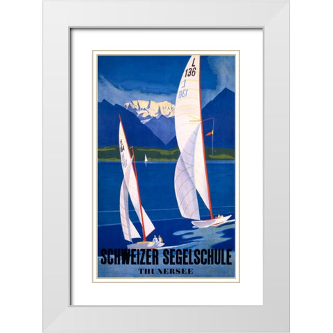 Schweizer Segelschule White Modern Wood Framed Art Print with Double Matting by Baumberger, Otto