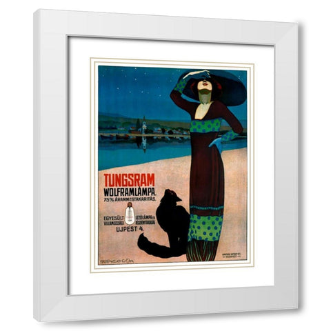 Tungsram Wolframlampa White Modern Wood Framed Art Print with Double Matting by Farago, Geza