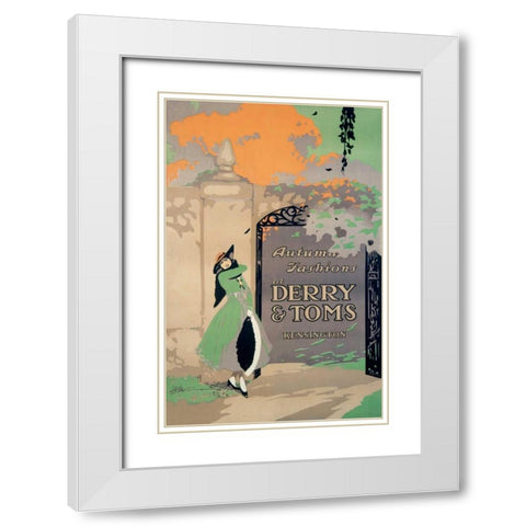 Derry and Toms/Autumn Fashions White Modern Wood Framed Art Print with Double Matting by Warren, F.H.