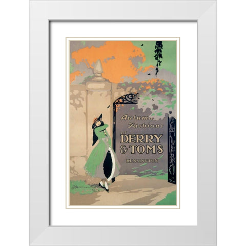 Derry and Toms/Autumn Fashions White Modern Wood Framed Art Print with Double Matting by Warren, F.H.