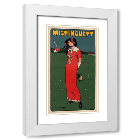Mistinguett White Modern Wood Framed Art Print with Double Matting by Losques, Daniel De