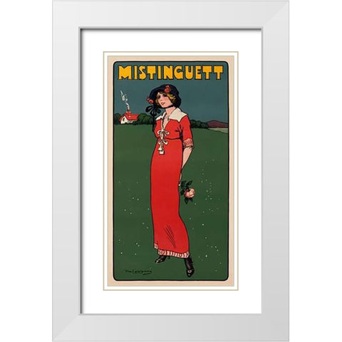 Mistinguett White Modern Wood Framed Art Print with Double Matting by Losques, Daniel De