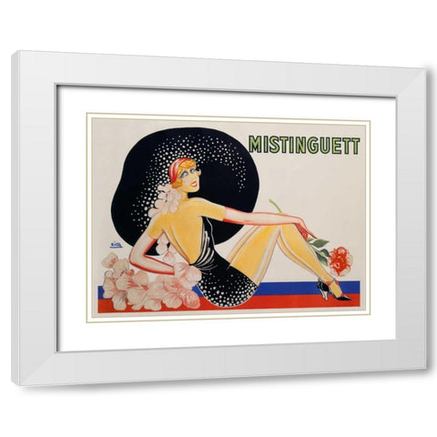 Mistinguett White Modern Wood Framed Art Print with Double Matting by Zig