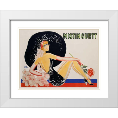 Mistinguett White Modern Wood Framed Art Print with Double Matting by Zig