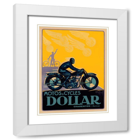 Motos and Cycles Dollar White Modern Wood Framed Art Print with Double Matting by Vaillant